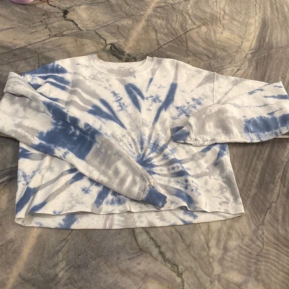 BFFS & BABES Cropped Navy and Gray Tie-Dye Sweatshirt - Picture 1 of 5